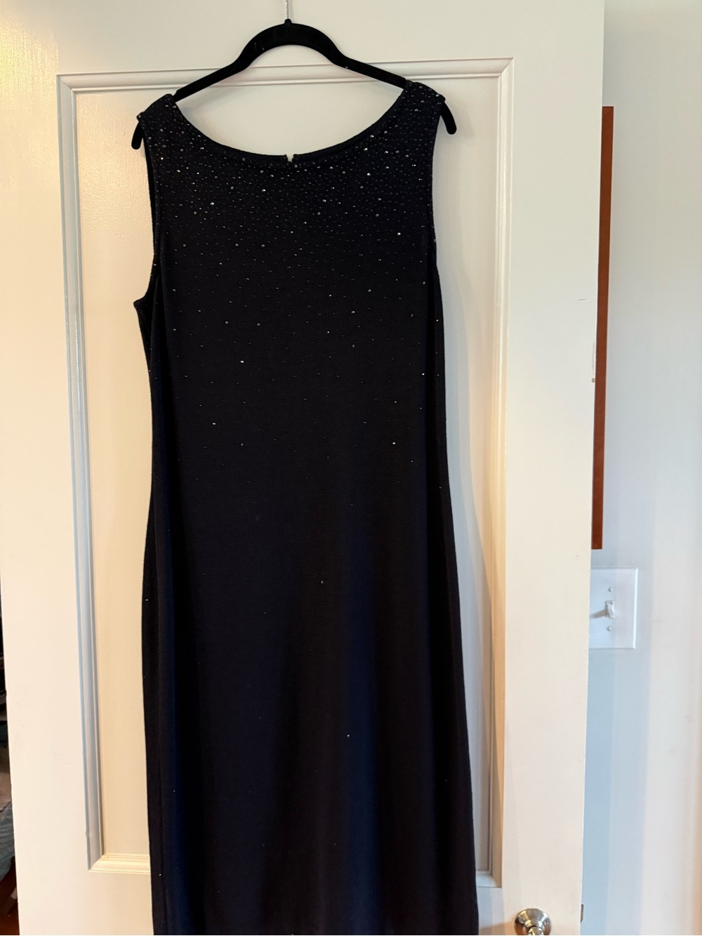 St. John Black Maxi Dress with Subtle Beaded Detail by St John’s Knit